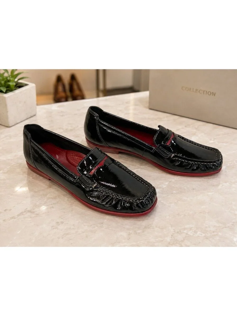 SAS Penny J Womens Size 10 N Shoes Black Rouge Patent Leather Slip-On Loafers